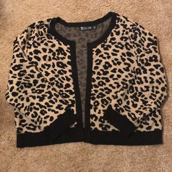 leopard print cropped cardigan